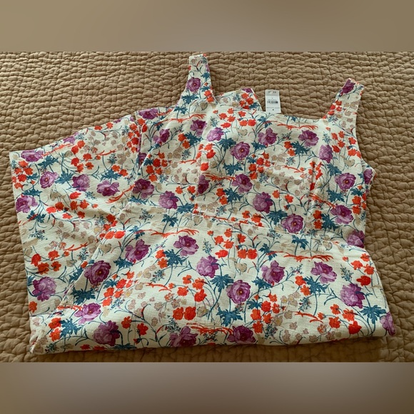 Ann Taylor Sheath Dress NWT Floral Red, Turquoise, Purple Flowers Lined Cotton - Picture 4 of 11